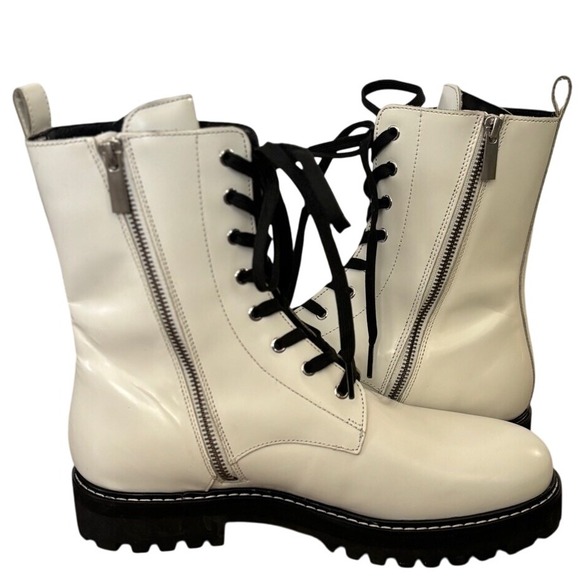 Thursday Boot Company Leather Combat‎ Boots in Ecru White Sz 10 Chunky Lug Sole - Picture 10 of 12
